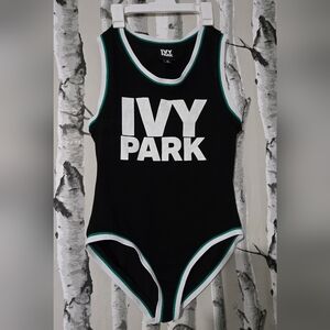 IVY PARK Black One-Piece Bodysuit with White & Teal Trim